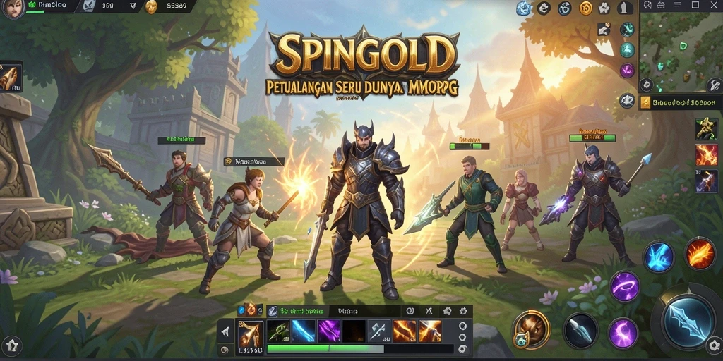 Screenshot utama SPINGOLD menampilkan aksi seru dalam pertarungan MMORPG.