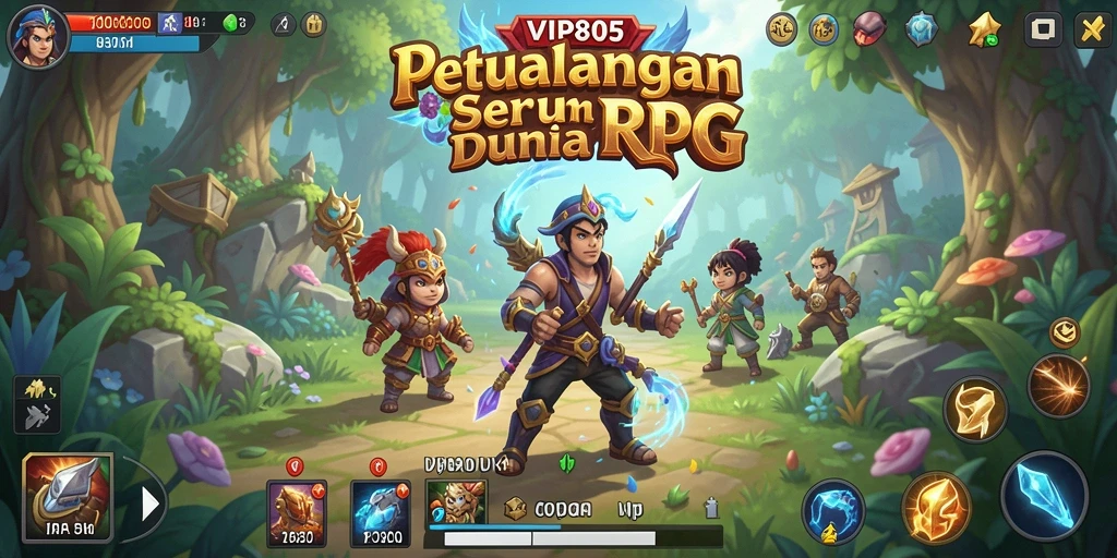 Menampilkan aksi pertempuran epik dalam game RPG VIP805.
