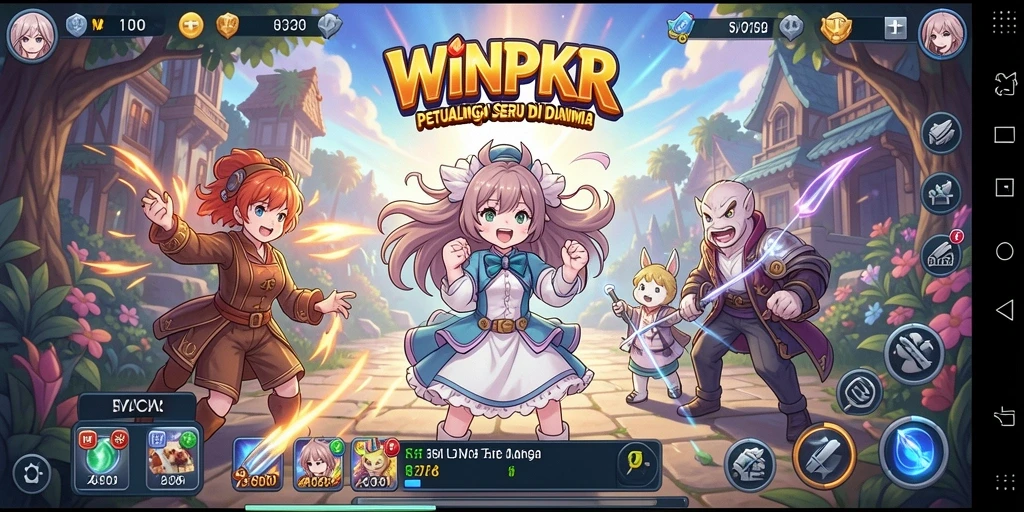 Tangkapan layar gameplay WINPKR menampilkan aksi seru di dunia Anime.