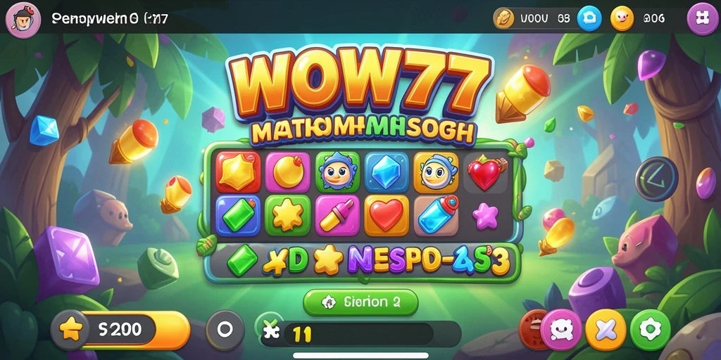 Tampilan gameplay menarik dari game Match-3 WOW77.