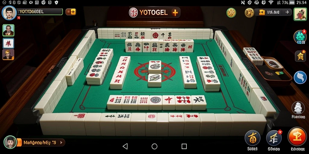 Tampilan gameplay seru YOTOGEL dengan tema Mahjong.